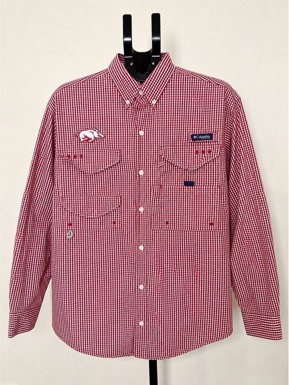 Columbia PFG Mens Vented  Shirt Super Bonehead Arkansas Razorbacks Medium. -085-